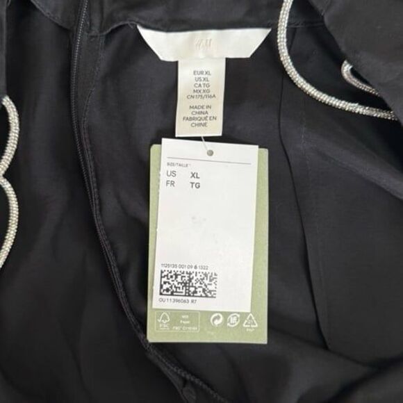 NWT H&M Rhinestone-Strap Satin Midi Dress in Black Size XL - Picture 12 of 12